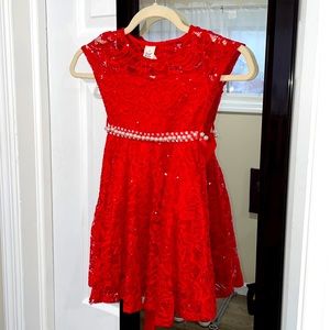 Red Lace Sequence Girl’s dress